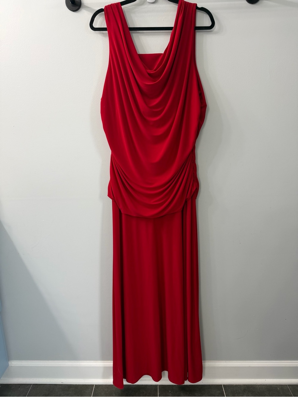 NW Woman Red Draped Sleeveless Evening Dress 22W